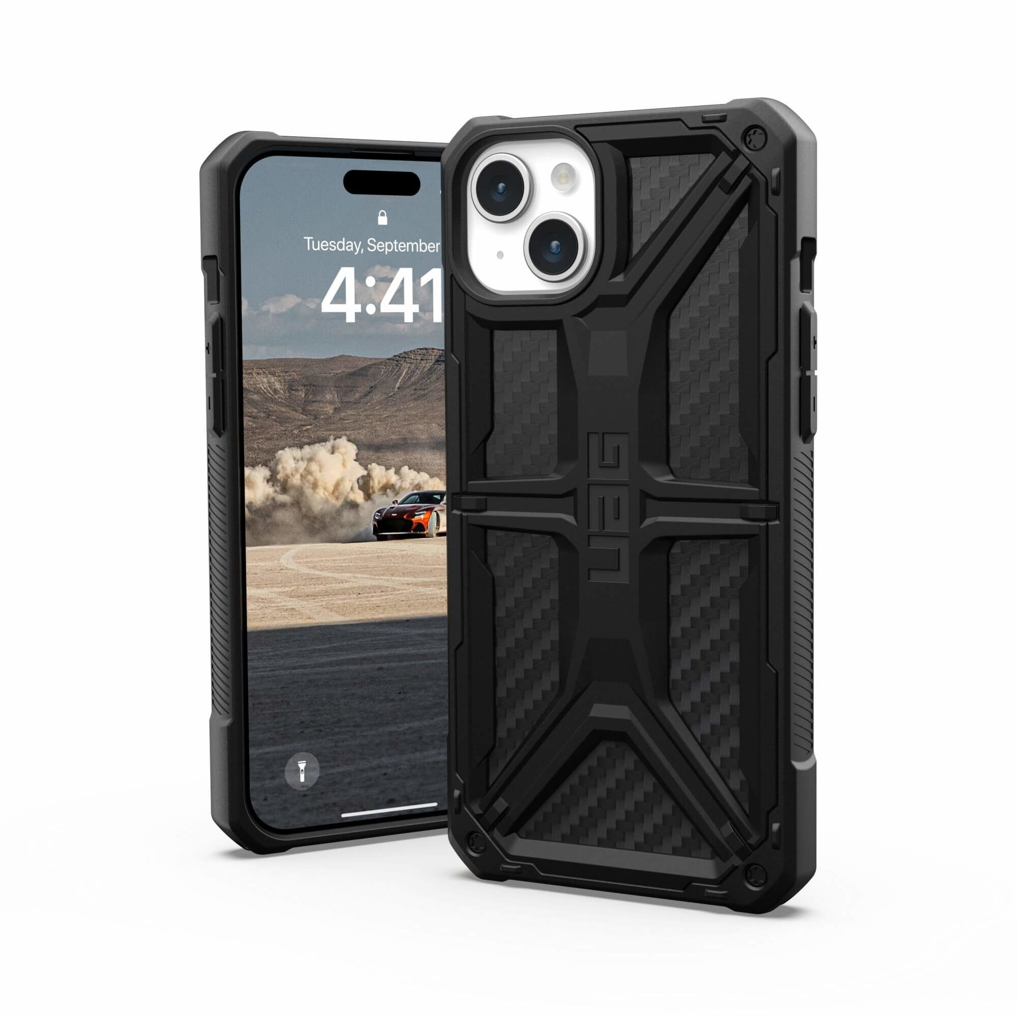 Custodia Urban Armor Gear UAG Monarch per iPhone 15 Plus - Fibra di carbonio nera