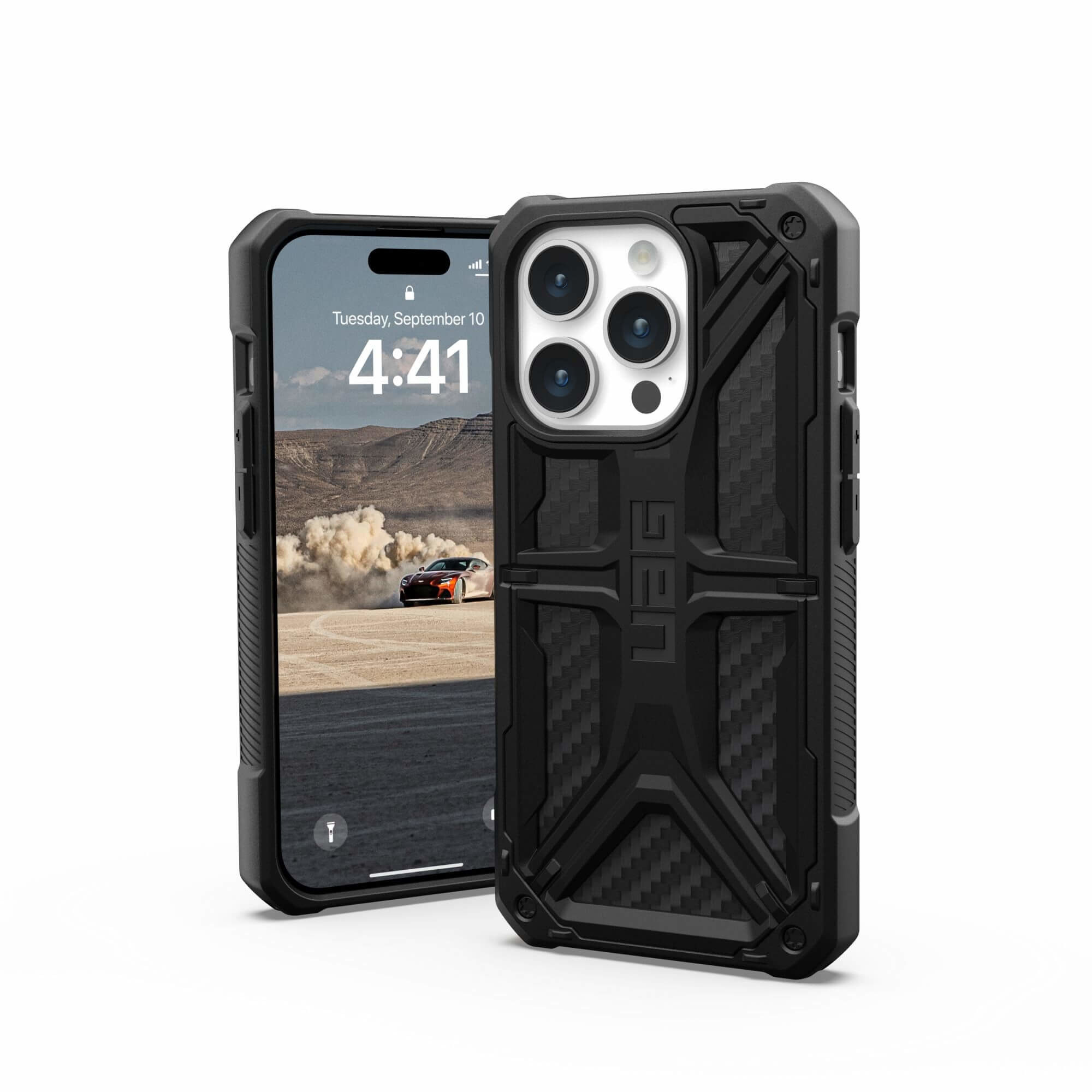 Custodia Urban Armor Gear UAG Monarch per iPhone 15 Pro - Fibra di carbonio nera