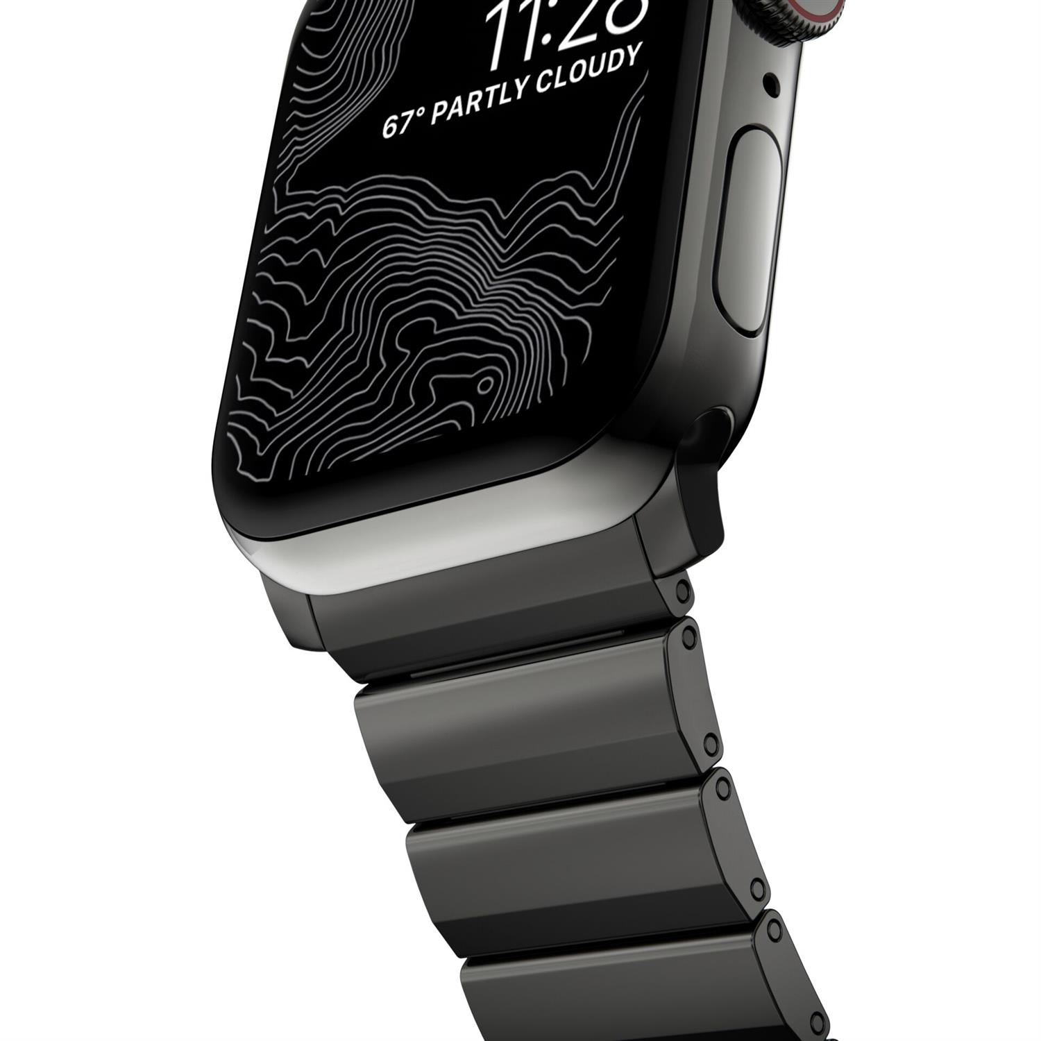 Fascia da braccio Nomad Strap V2 in acciaio inossidabile per Apple Watch 42/44/45/49 mm - Nero grafite (nero)
