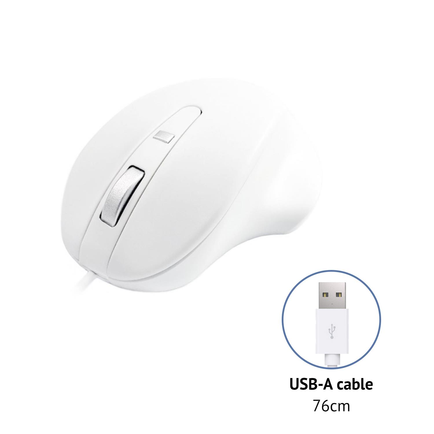 Mouse USB-A Matias in PBT, con cavo, bianco
